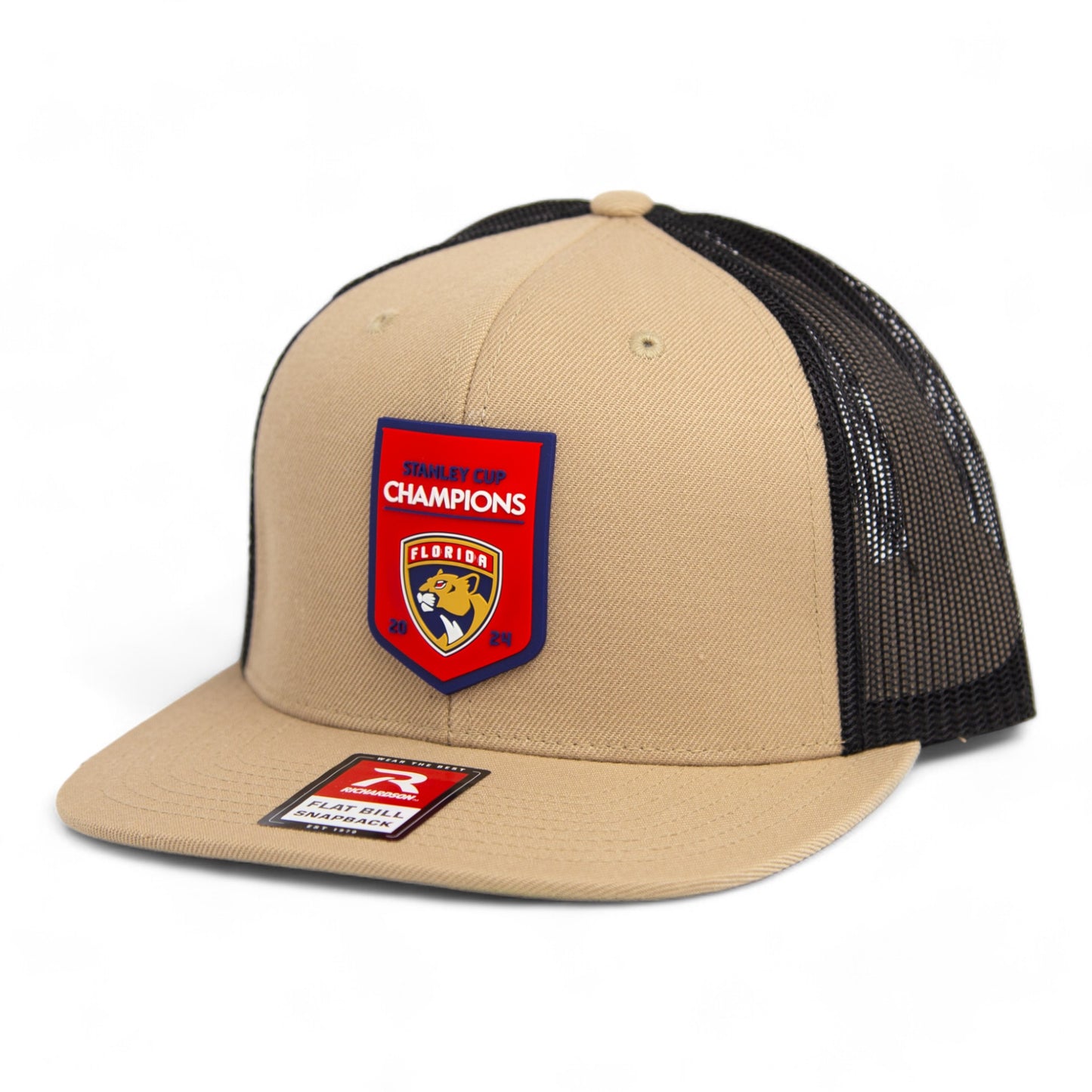 Florida Panthers Stanley Cup Champions 3D Wool Blend Flat Bill Hat- Tan/ Black