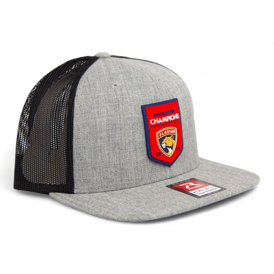 Florida Panthers Stanley Cup Champions 3D Wool Blend Flat Bill Hat- Heather Grey/ Black