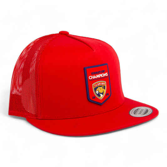 Florida Panthers Stanley Cup Champions 3D YP Snapback Flat Bill Trucker Hat- Red