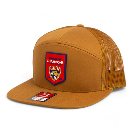 Florida Panthers Stanley Cup Champions 3D Snapback Seven-Panel Flat Bill Trucker Hat- Caramel