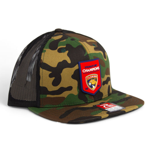 Florida Panthers Stanley Cup Champions 3D Wool Blend Flat Bill Hat- Army Camo/ Black