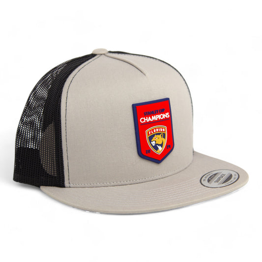 Florida Panthers Stanley Cup Champions 3D YP Snapback Flat Bill Trucker Hat- Silver/ Black