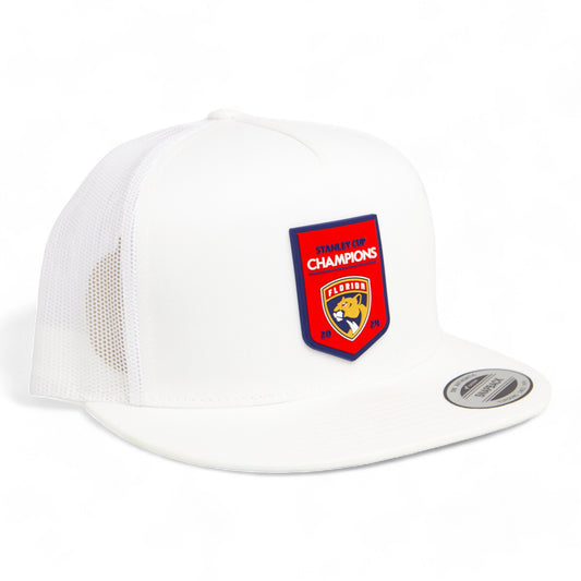 Florida Panthers Stanley Cup Champions 3D YP Snapback Flat Bill Trucker Hat- White