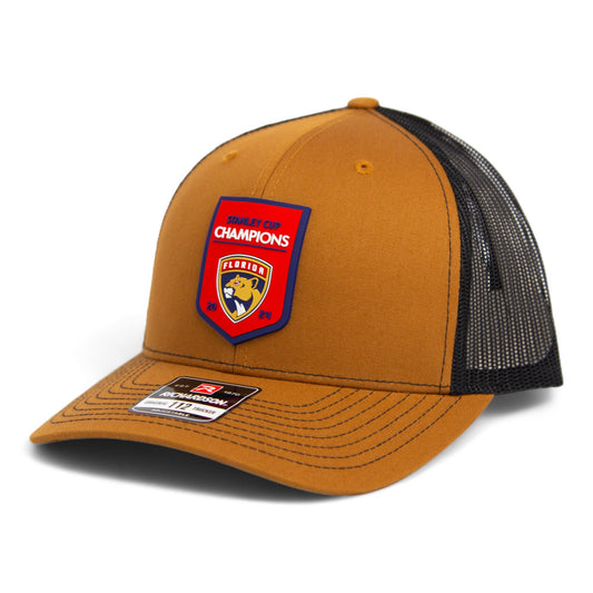 Florida Panthers Stanley Cup Champions 3D Snapback Trucker Hat- Caramel/ Black