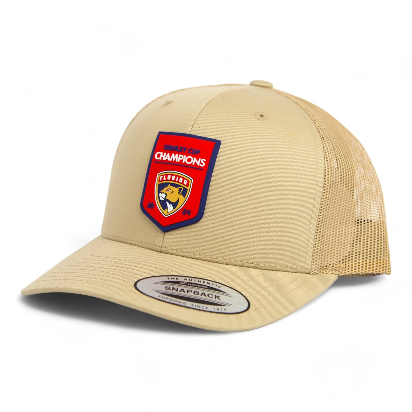 Florida Panthers Stanley Cup Champions 3D YP Snapback Trucker Hat- Tan