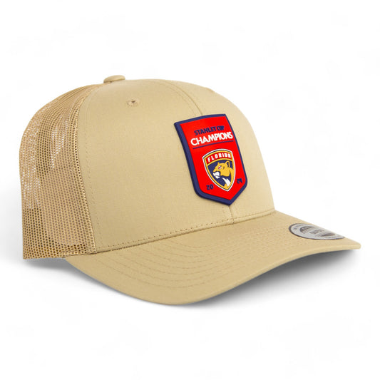 Florida Panthers Stanley Cup Champions 3D YP Snapback Trucker Hat- Tan