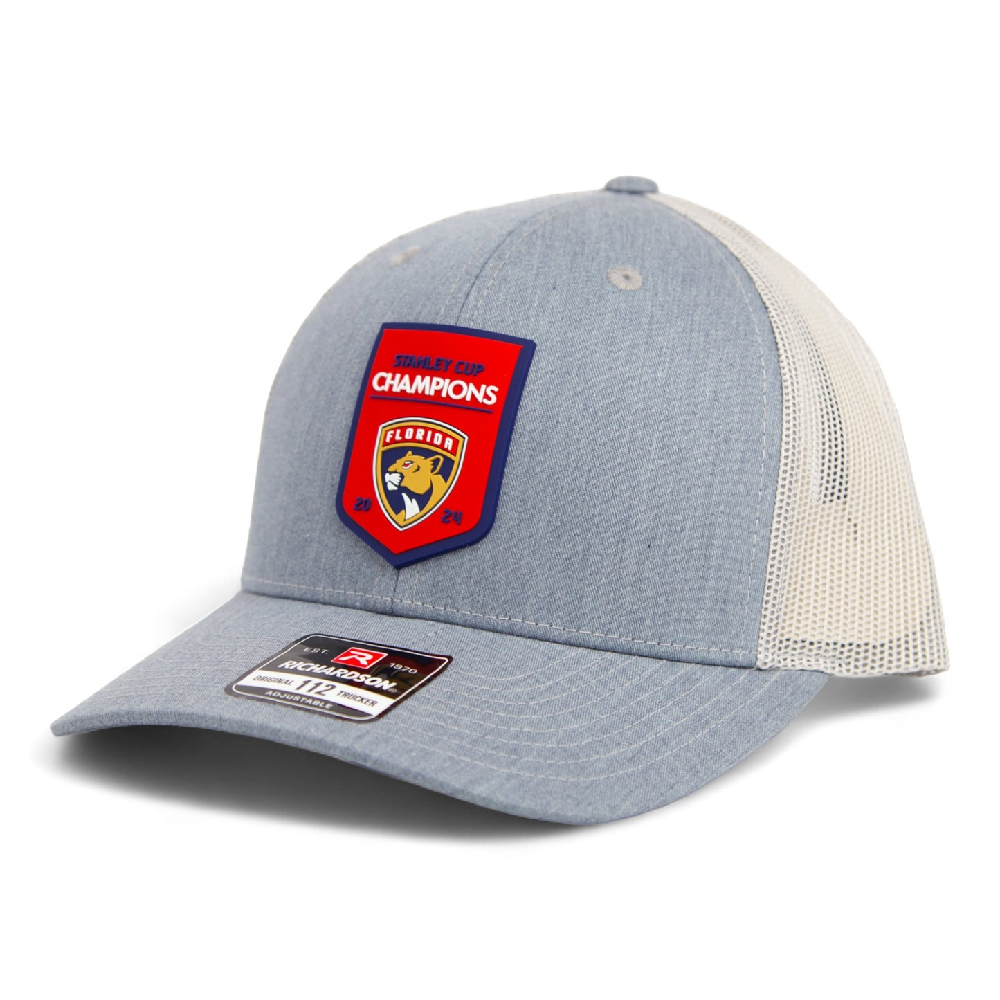 Florida Panthers Stanley Cup Champions 3D Snapback Trucker Hat- Heather Grey/ Light Grey