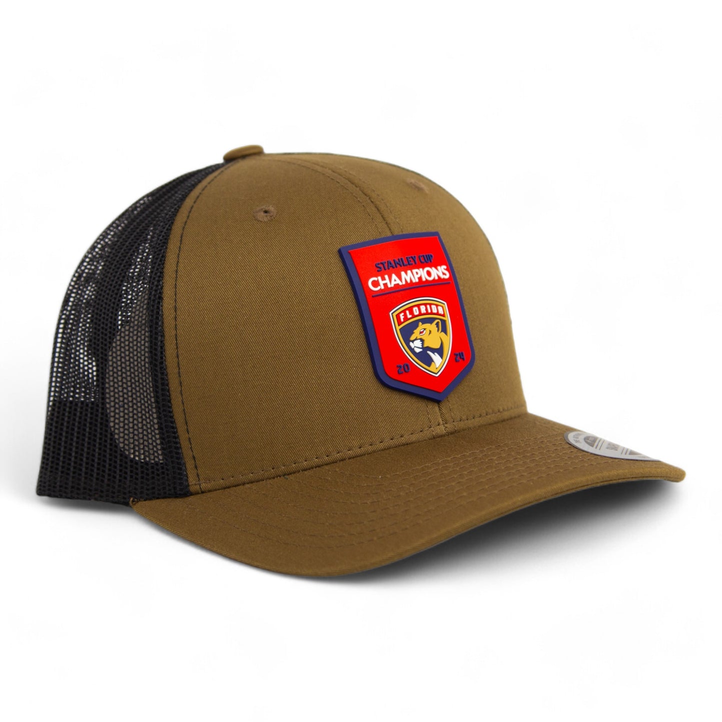 Florida Panthers Stanley Cup Champions 3D YP Snapback Trucker Hat- Coyote Brown/ Black