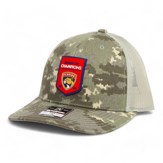 Florida Panthers Stanley Cup Champions 3D Snapback Trucker Hat- Military Digital Camo