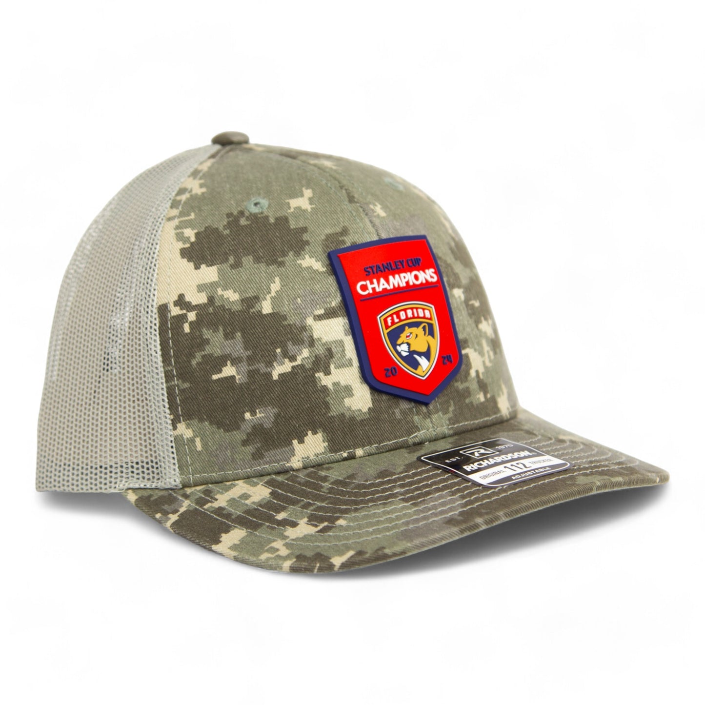 Florida Panthers Stanley Cup Champions 3D Snapback Trucker Hat- Military Digital Camo