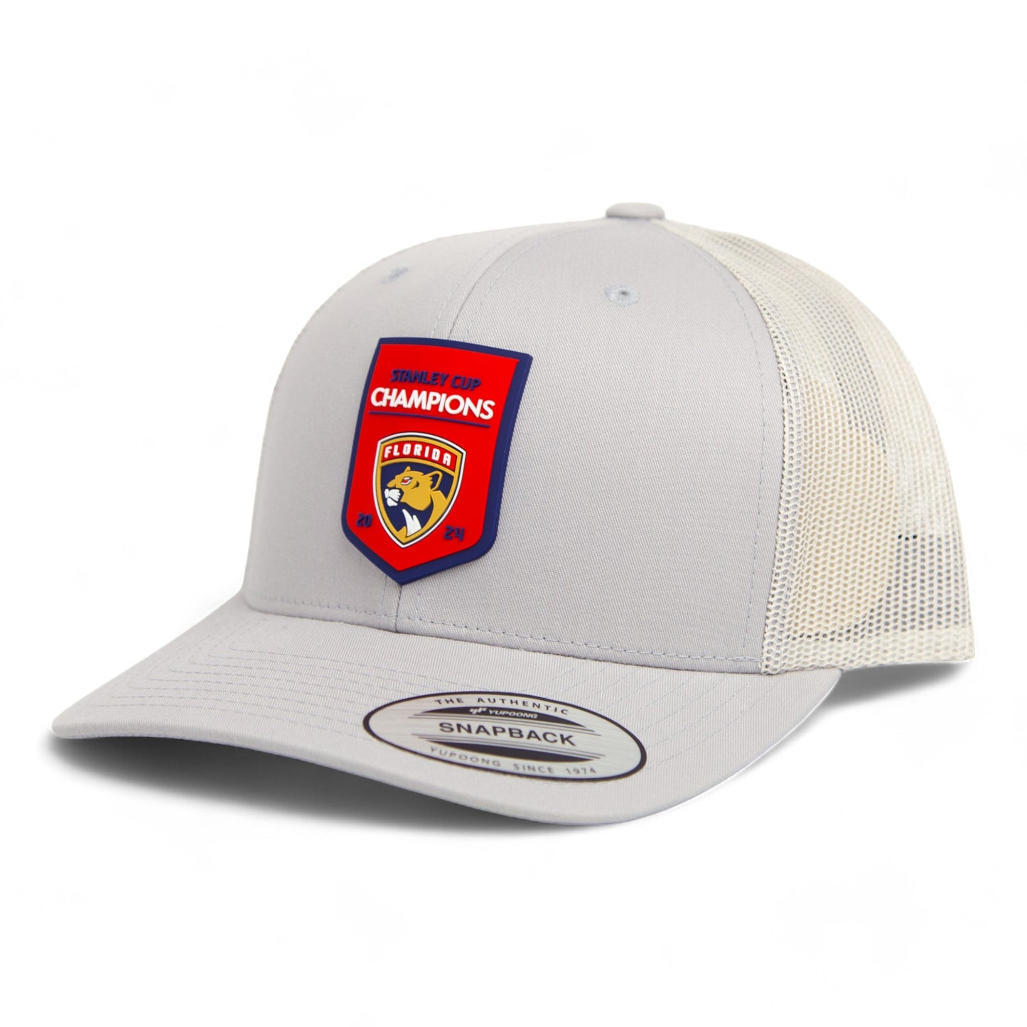 Florida Panthers Stanley Cup Champions 3D YP Snapback Trucker Hat- Silver