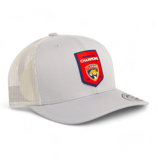 Florida Panthers Stanley Cup Champions 3D YP Snapback Trucker Hat- Silver