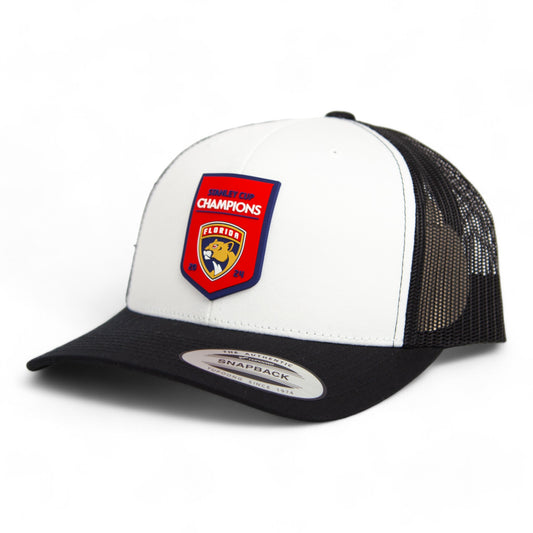 Florida Panthers Stanley Cup Champions 3D YP Snapback Trucker Hat- White/ Black