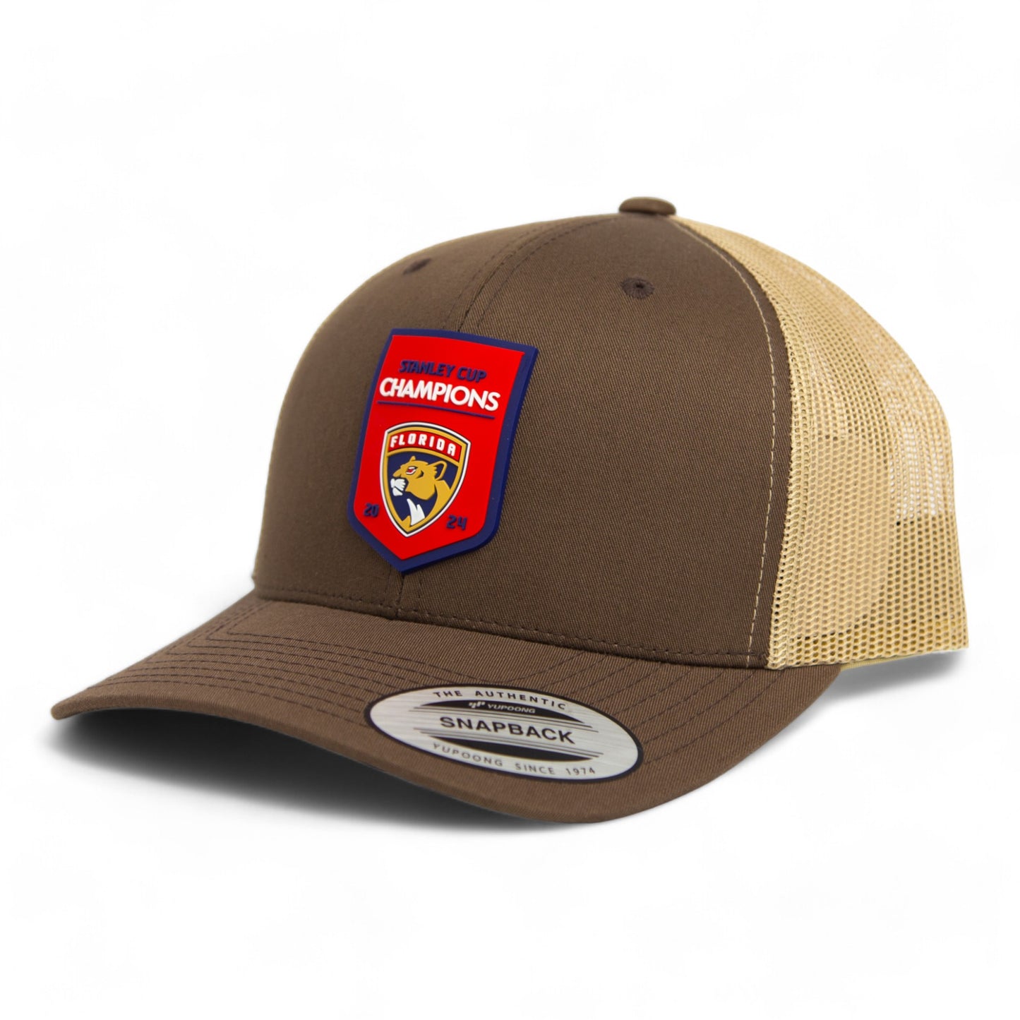 Florida Panthers Stanley Cup Champions 3D YP Snapback Trucker Hat- Brown/ Tan