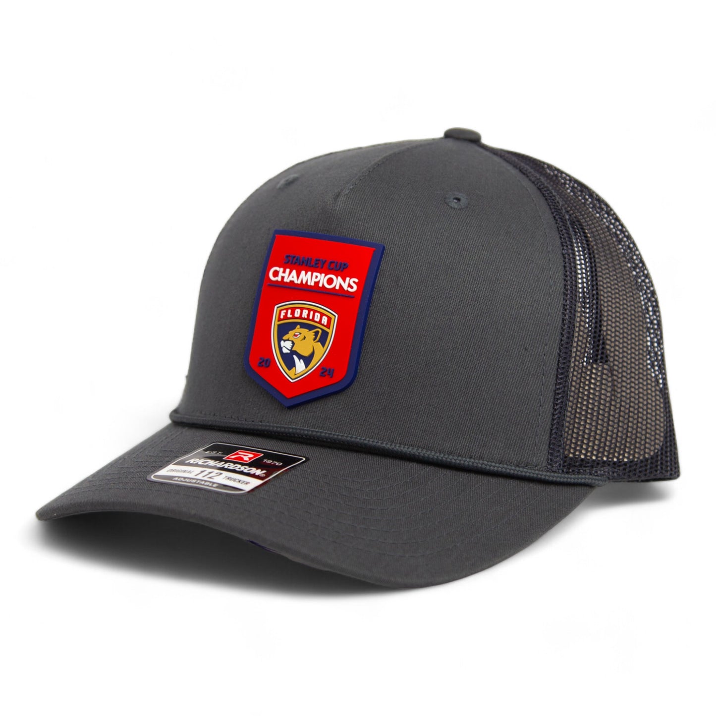 Florida Panthers Stanley Cup Champions 3D Snapback Trucker Rope Hat- Charcoal