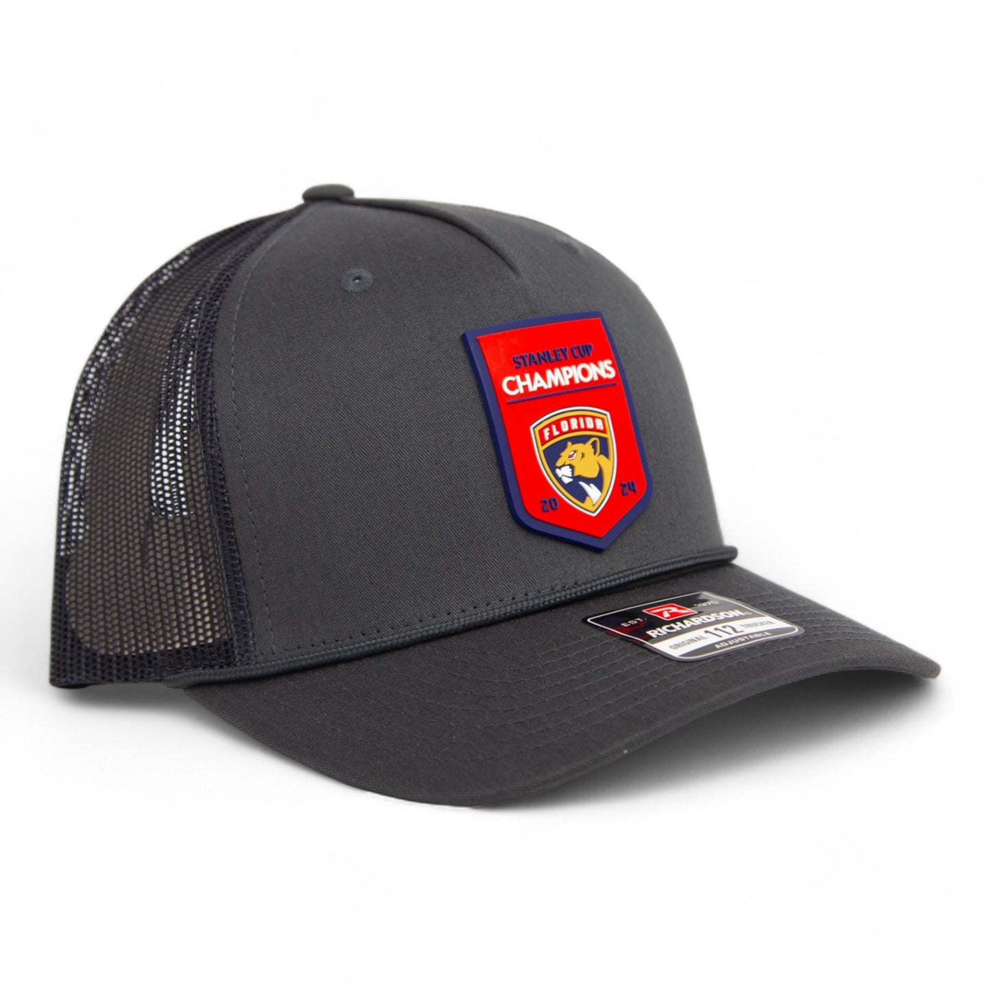 Florida Panthers Stanley Cup Champions 3D Snapback Trucker Rope Hat- Charcoal