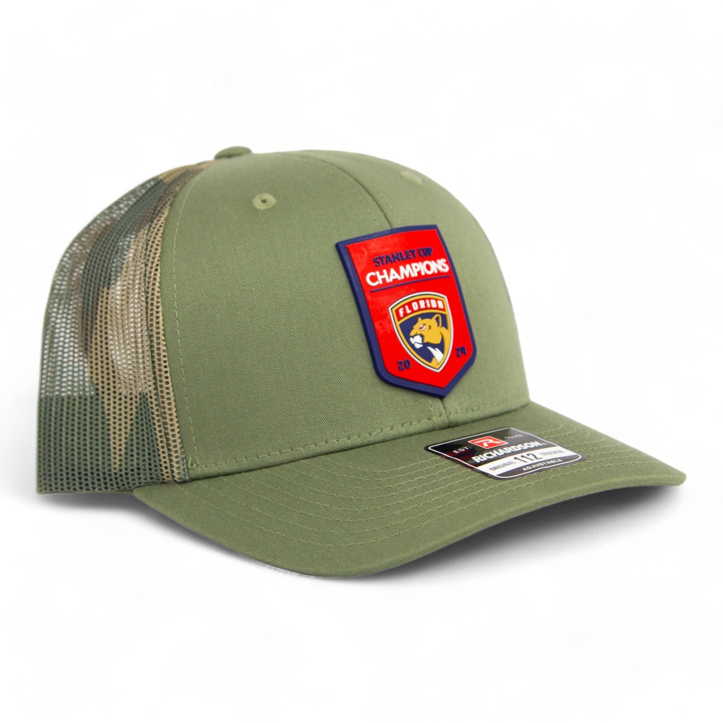 Florida Panthers Stanley Cup Champions 3D Snapback Trucker Hat- Loden/ Green Camo