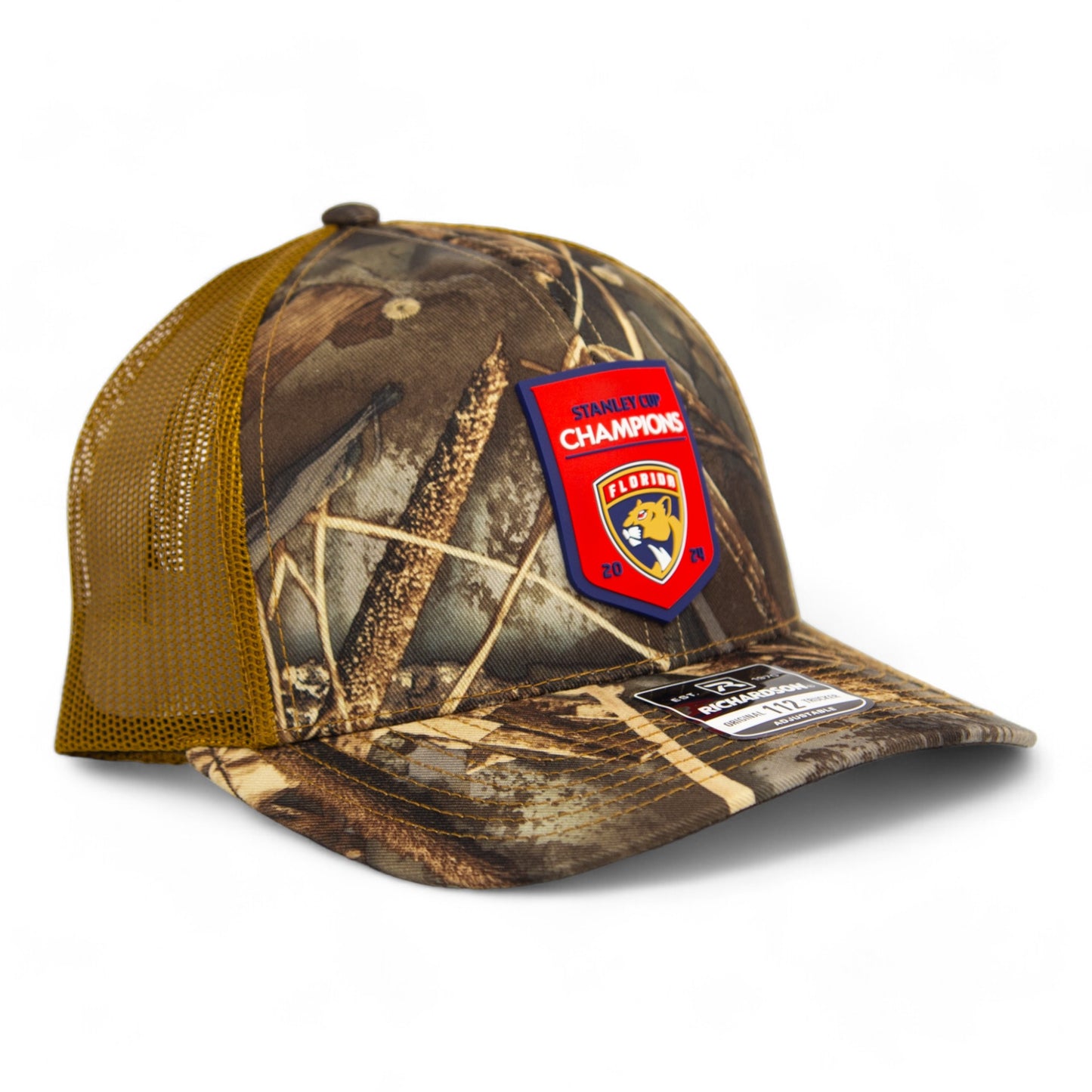 Florida Panthers Stanley Cup Champions 3D Snapback Trucker Hat- Realtree Max 7/ Buck