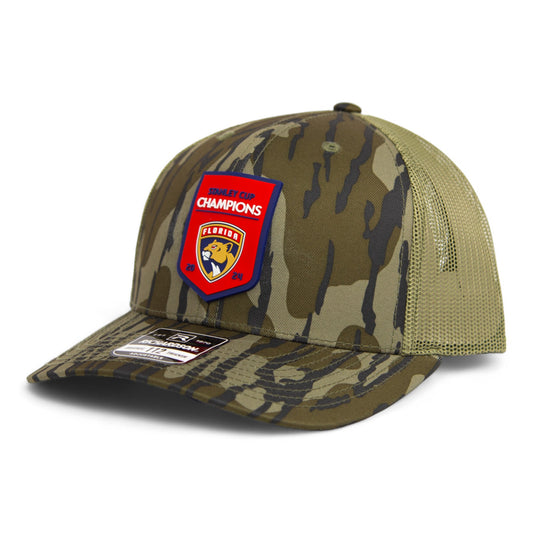 Florida Panthers Stanley Cup Champions 3D Snapback Trucker Hat- Mossy Oak Bottomland/ Loden