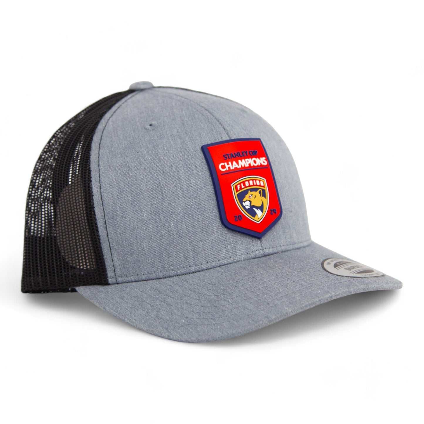 Florida Panthers Stanley Cup Champions 3D YP Snapback Trucker Hat- Heather Grey/ Black
