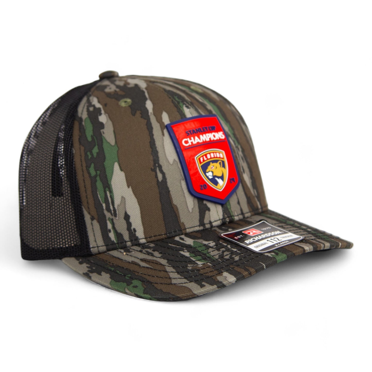 Florida Panthers Stanley Cup Champions 3D Snapback Trucker Hat- Realtree Original/ Black