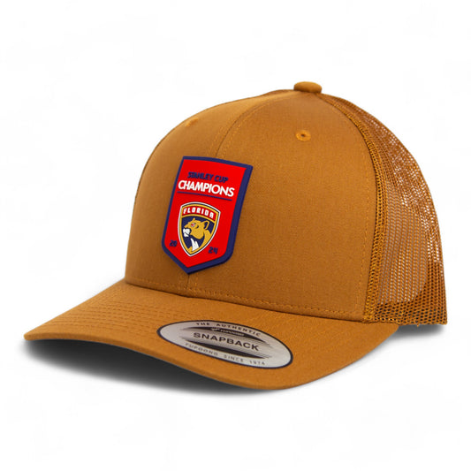 Florida Panthers Stanley Cup Champions 3D YP Snapback Trucker Hat- Caramel