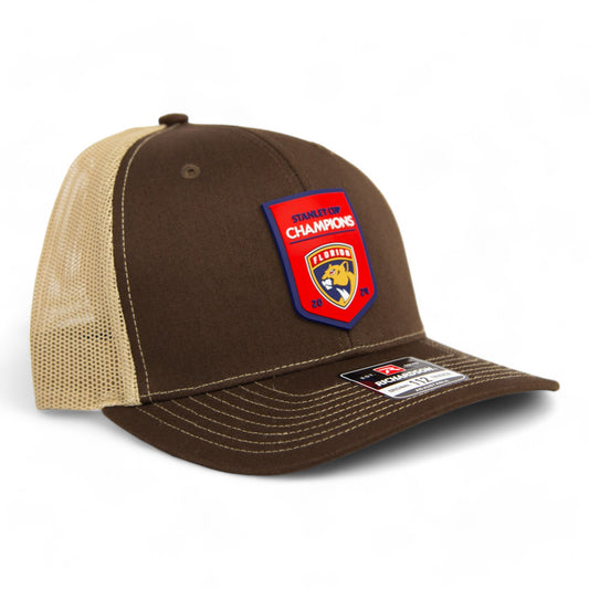 Florida Panthers Stanley Cup Champions 3D Snapback Trucker Hat- Brown/ Tan