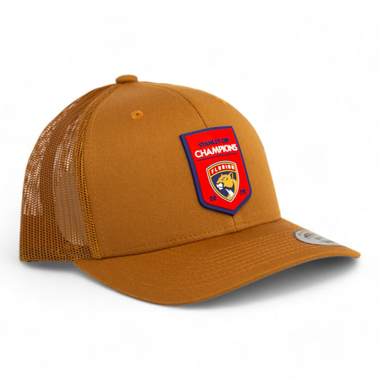 Florida Panthers Stanley Cup Champions 3D YP Snapback Trucker Hat- Caramel