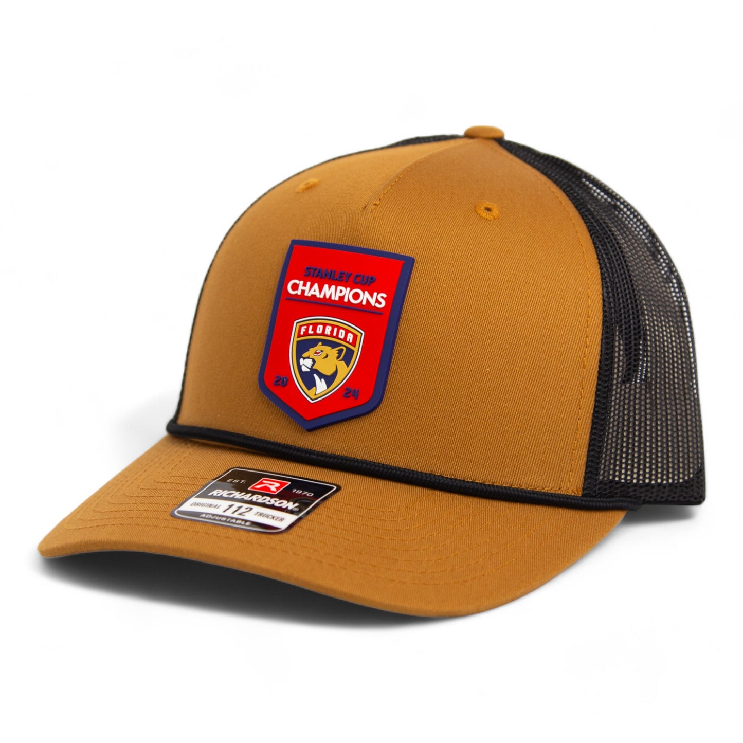 Florida Panthers Stanley Cup Champions 3D Snapback Trucker Rope Hat- Caramel/ Black