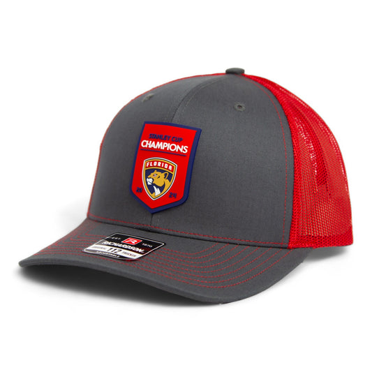 Florida Panthers Stanley Cup Champions 3D Snapback Trucker Hat- Charcoal/ Red