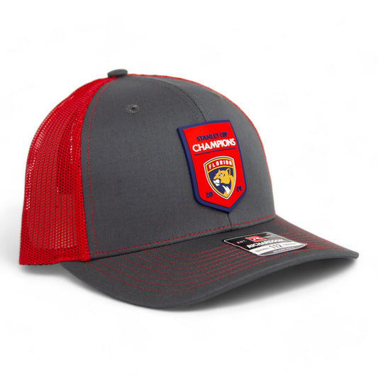 Florida Panthers Stanley Cup Champions 3D Snapback Trucker Hat- Charcoal/ Red