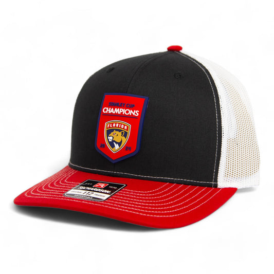 Florida Panthers Stanley Cup Champions 3D Snapback Trucker Hat- Black/ White/ Red