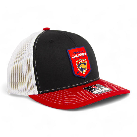 Florida Panthers Stanley Cup Champions 3D Snapback Trucker Hat- Black/ White/ Red