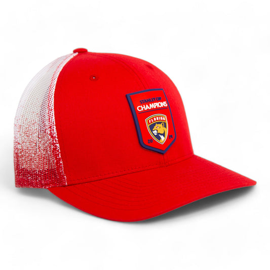 Florida Panthers Stanley Cup Champions 3D Snapback Trucker Hat- Fade Red