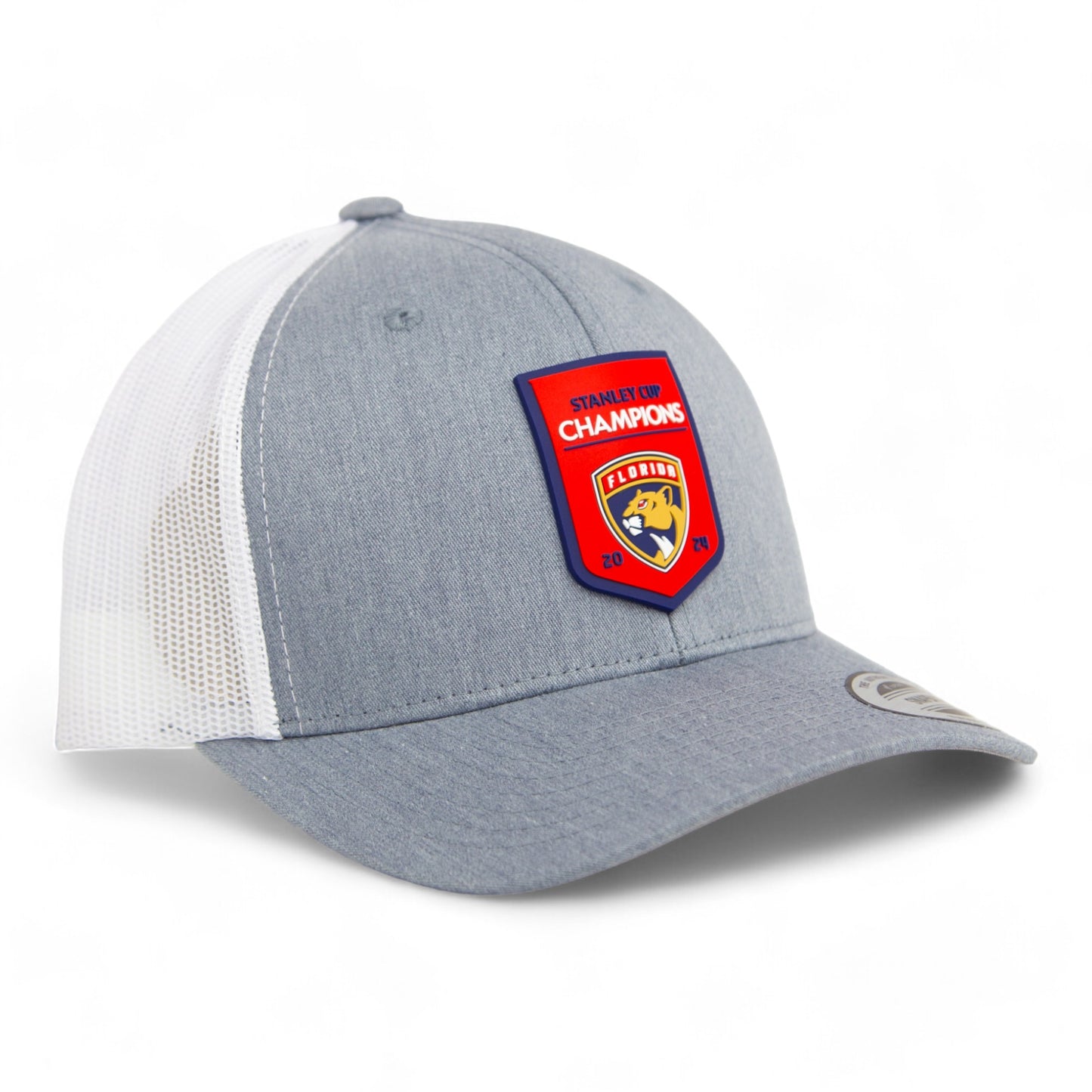 Florida Panthers Stanley Cup Champions 3D YP Snapback Trucker Hat- Heather Grey/ White