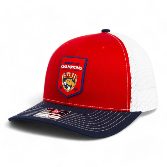 Florida Panthers Stanley Cup Champions 3D Snapback Trucker Hat- Red/ White/ Navy