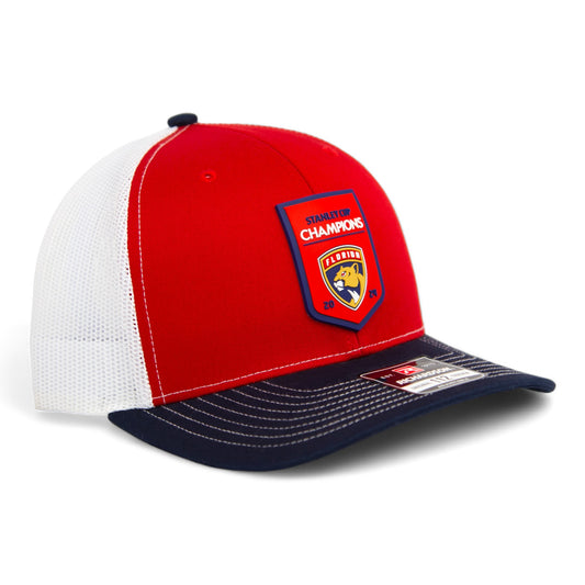 Florida Panthers Stanley Cup Champions 3D Snapback Trucker Hat- Red/ White/ Navy