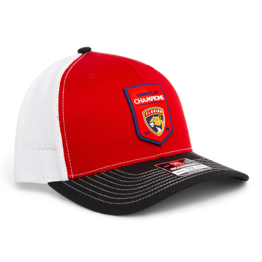 Florida Panthers Stanley Cup Champions 3D Snapback Trucker Hat- Red/ White/ Black