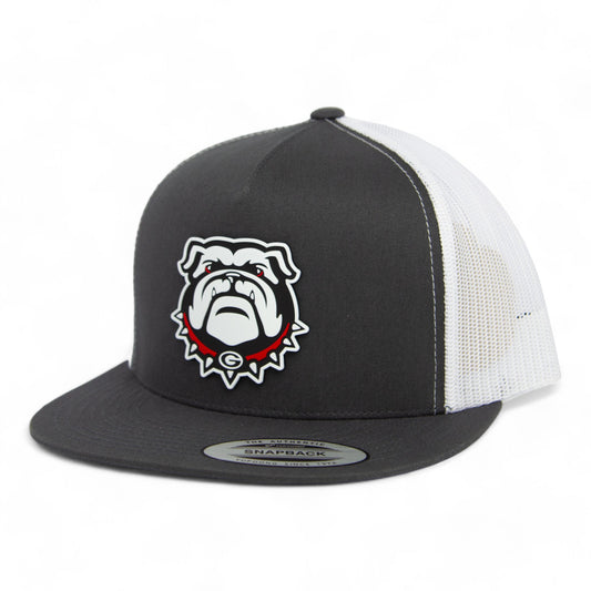 Georgia Bulldogs UGA 3D YP Snapback Flat Bill Trucker Hat- Charcoal/ White