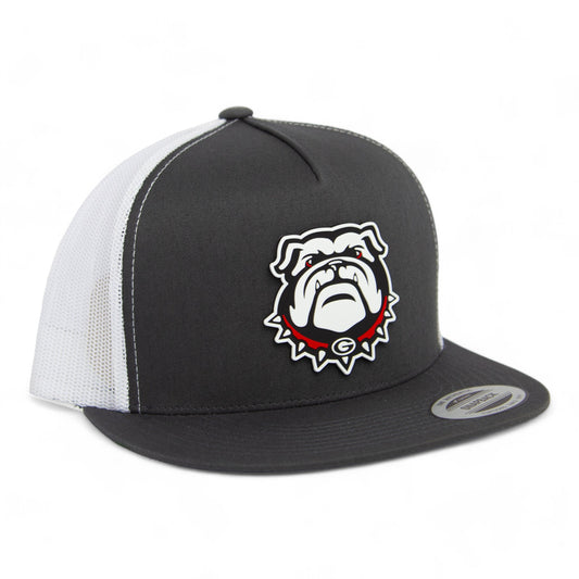 Georgia Bulldogs UGA 3D YP Snapback Flat Bill Trucker Hat- Charcoal/ White