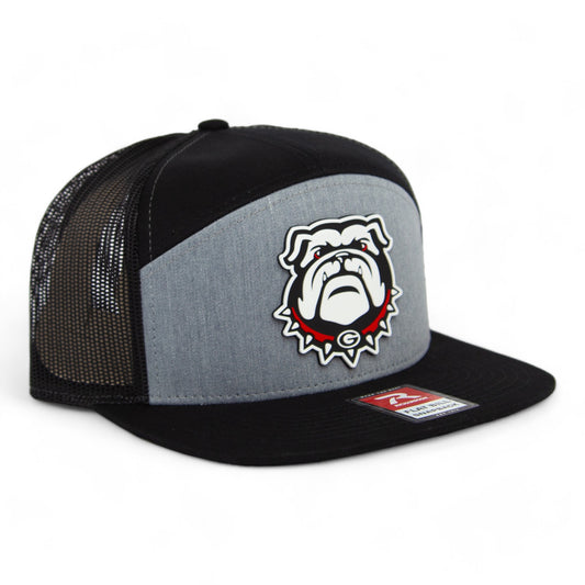 Georgia Bulldogs UGA 3D Snapback Seven-Panel Flat Bill Trucker Hat- Heather Grey/ Black