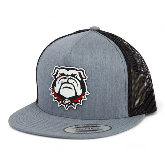 Georgia Bulldogs UGA 3D YP Snapback Flat Bill Trucker Hat- Heather Grey/ Black