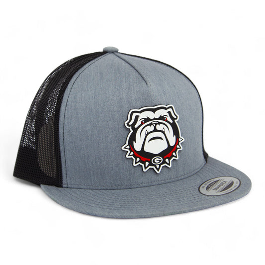 Georgia Bulldogs UGA 3D YP Snapback Flat Bill Trucker Hat- Heather Grey/ Black