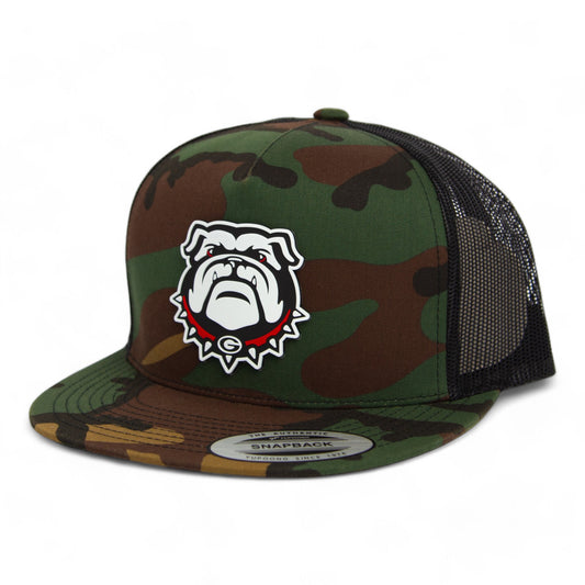 Georgia Bulldogs UGA 3D YP Snapback Flat Bill Trucker Hat- Army Camo/ Black