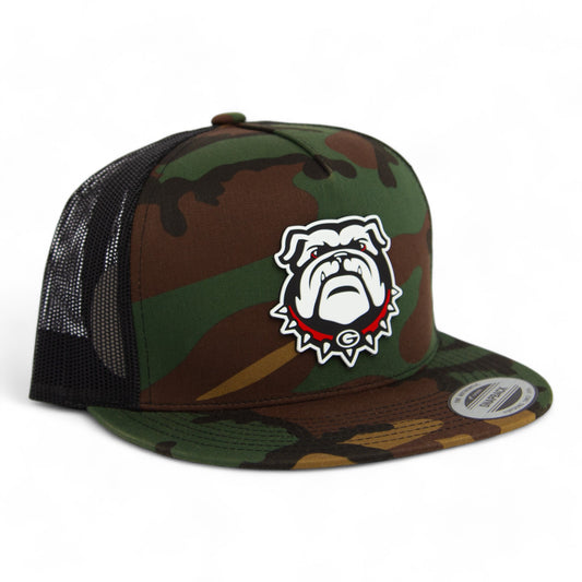 Georgia Bulldogs UGA 3D YP Snapback Flat Bill Trucker Hat- Army Camo/ Black