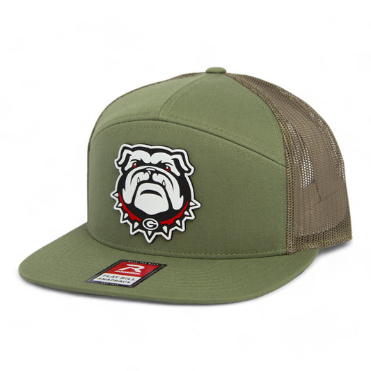 Georgia Bulldogs UGA 3D Snapback Seven-Panel Flat Bill Trucker Hat- Loden Green