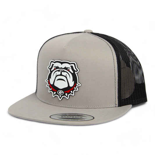 Georgia Bulldogs UGA 3D YP Snapback Flat Bill Trucker Hat- Silver/ Black