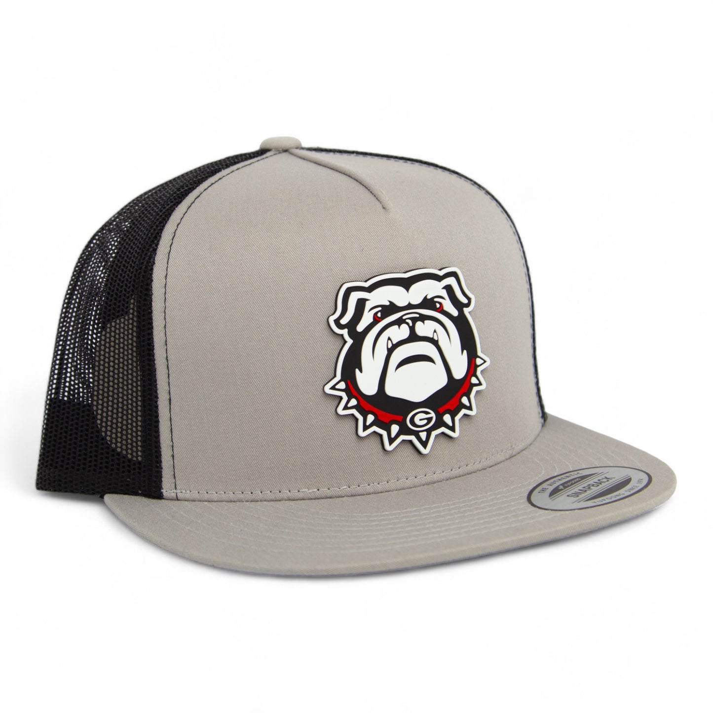 Georgia Bulldogs UGA 3D YP Snapback Flat Bill Trucker Hat- Silver/ Black