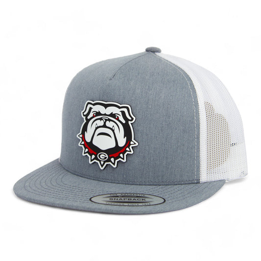 Georgia Bulldogs UGA 3D YP Snapback Flat Bill Trucker Hat- Heather Grey/ White