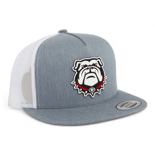 Georgia Bulldogs UGA 3D YP Snapback Flat Bill Trucker Hat- Heather Grey/ White